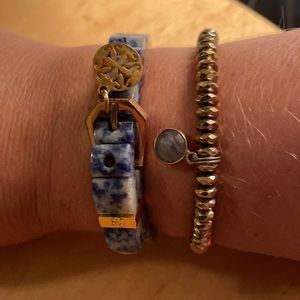 Rare Rustic cuff blue & gold bracelets